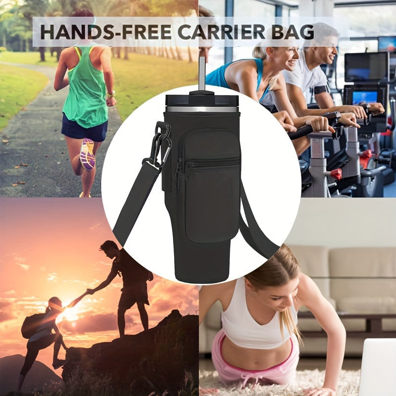 40oz Thermos Cup Holder Submersible Water Bottle Carrying Bag Handle Car Insulation Letter Mug Cover, Tumbler Chloroprene Rubber Water Bottle, Sports Mountaineering Cup Cover, Suitable for 5 Occasions, School, Outdoor, Climbi